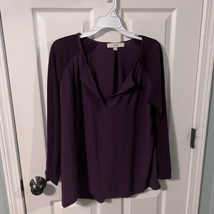 Purple Loft long sleeve mixed media top